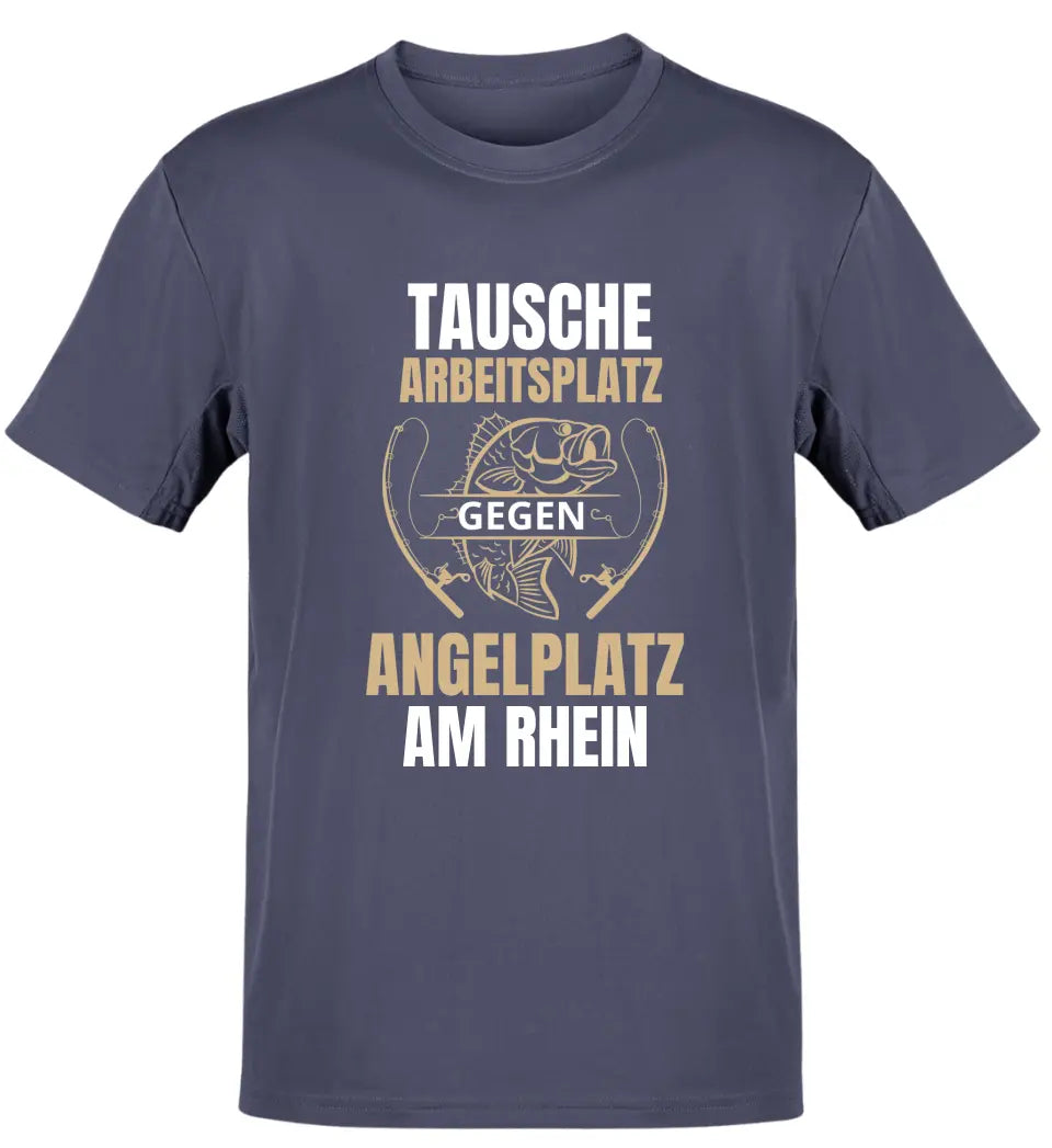 TAUSCHE ARBEITSPLATZ GEGEN ANGELPLATZ - T-SHIRT- PERSONALISIERT