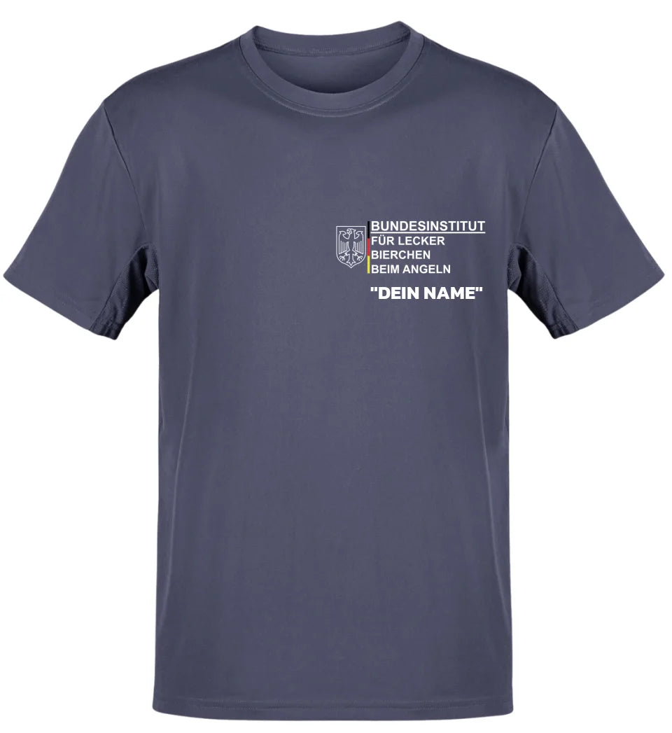 BUNDESINSTITUT FÜR LECKER BIERCHEN BEIM ANGELN - T-SHIRT-PERSONALISIERT