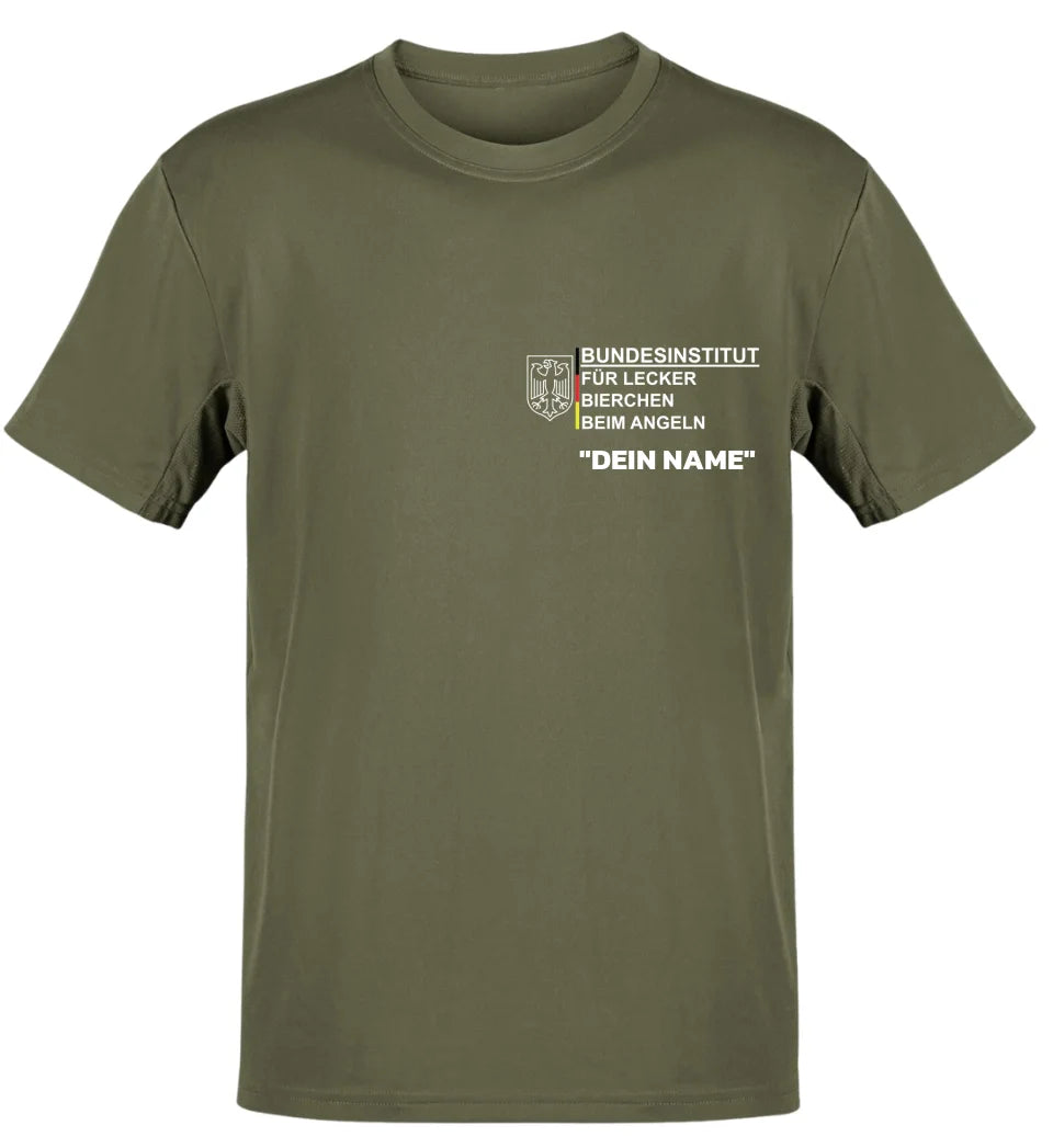 BUNDESINSTITUT FÜR LECKER BIERCHEN BEIM ANGELN - T-SHIRT-PERSONALISIERT