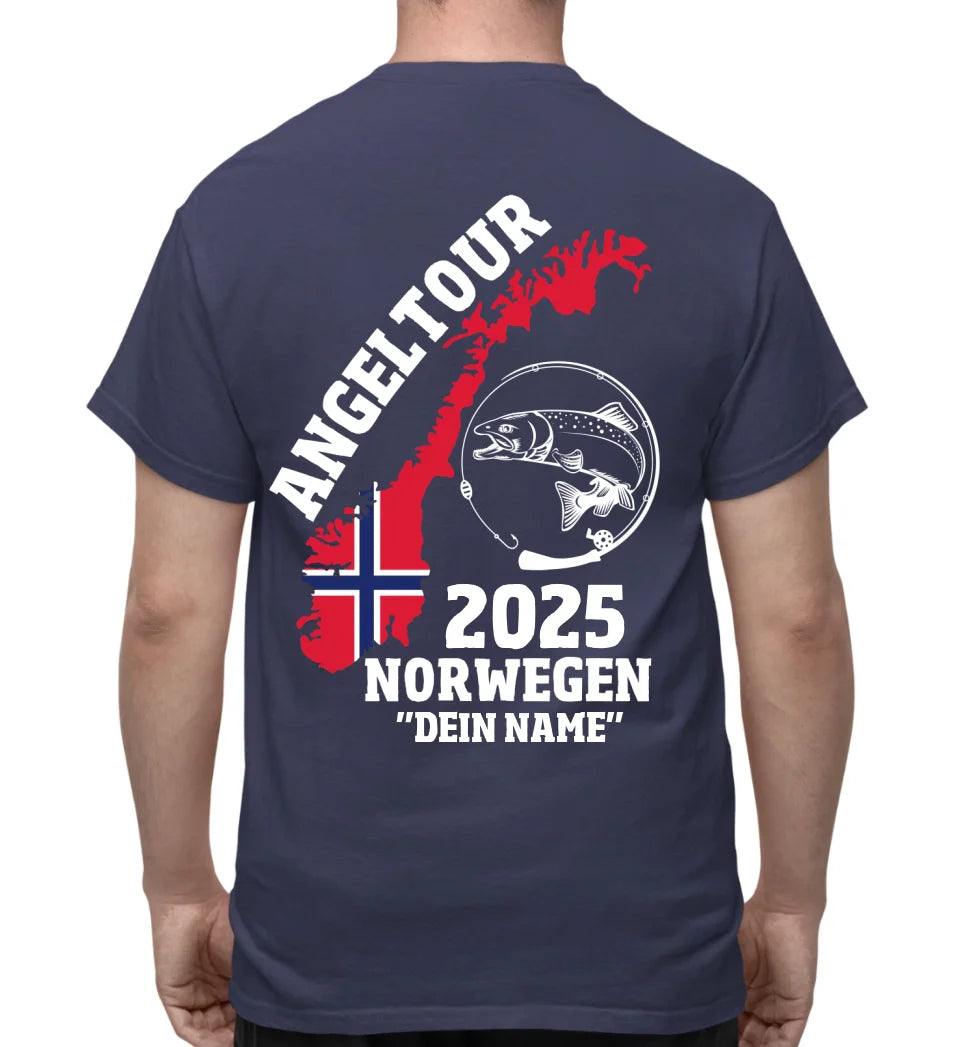 ANGELTOUR NORWEGEN - T-SHIRT RÜCKENDRUCK -PERSONALISIERT