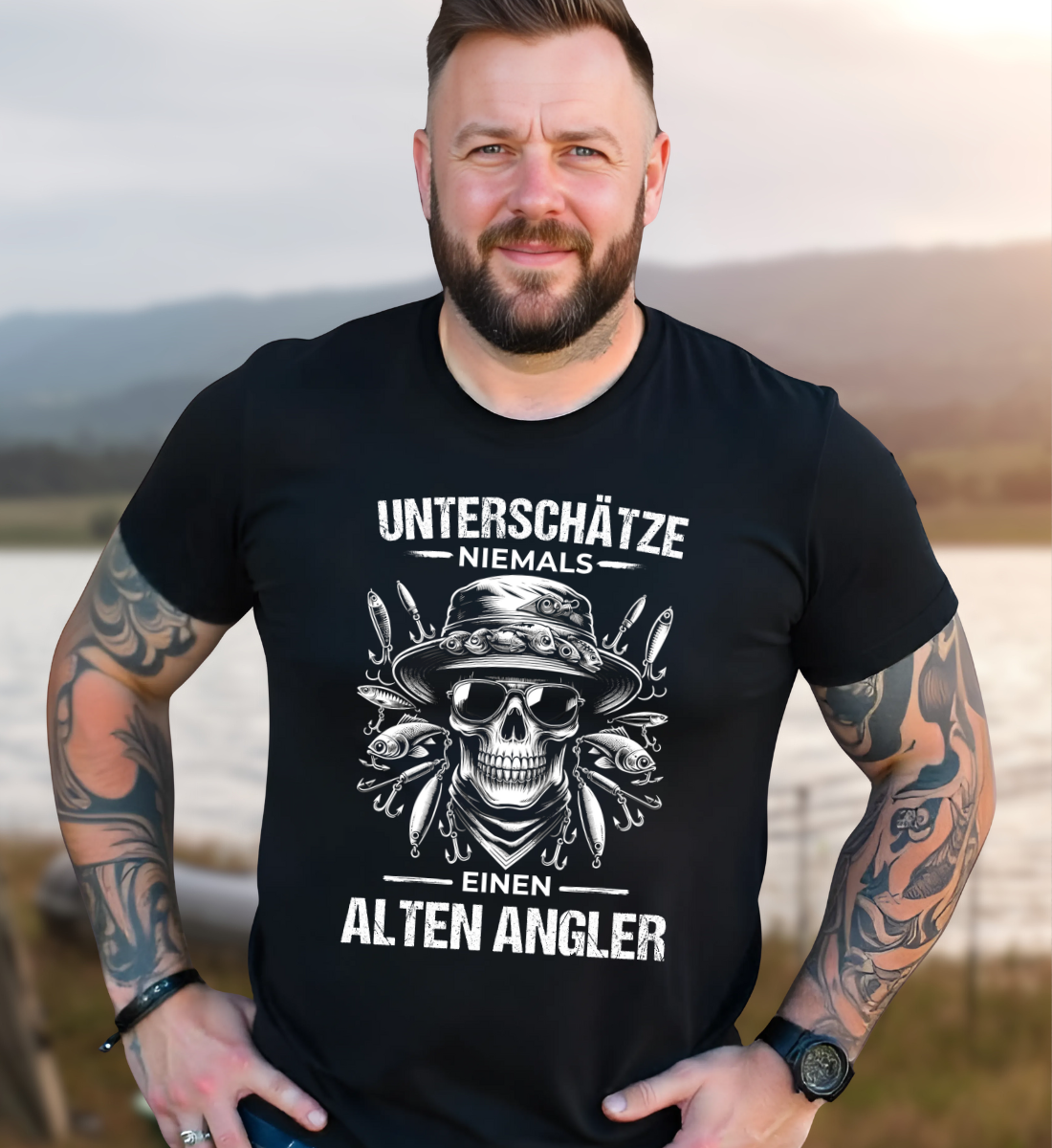 UNTERSCHÄTZE NIEMALS EINEN ALTEN ANGLER  - T-Shirt Premium