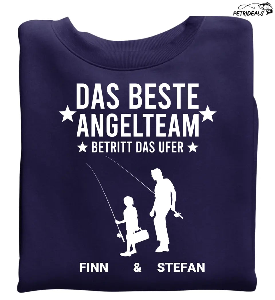 DAS BESTE ANGELTEAM BETRITT DAS UFER - PERSONALISIERT PULLOVER