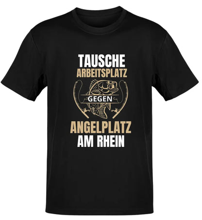 TAUSCHE ARBEITSPLATZ GEGEN ANGELPLATZ - T-SHIRT- PERSONALISIERT