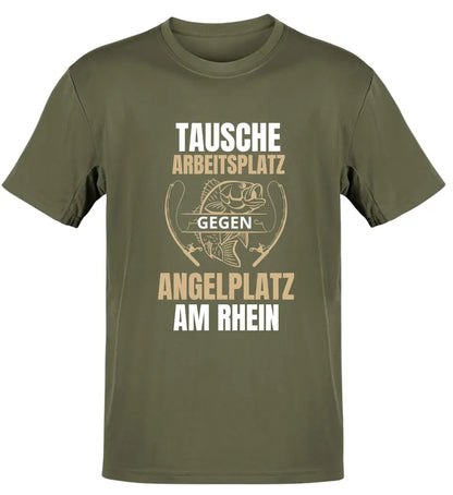 TAUSCHE ARBEITSPLATZ GEGEN ANGELPLATZ - T-SHIRT- PERSONALISIERT