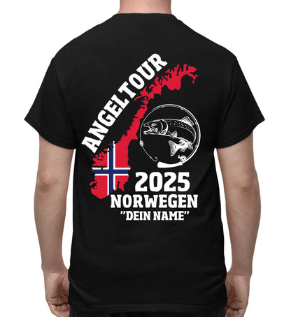 ANGELTOUR NORWEGEN - T-SHIRT RÜCKENDRUCK -PERSONALISIERT