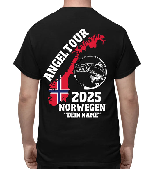 ANGELTOUR NORWEGEN - T-SHIRT RÜCKENDRUCK -PERSONALISIERT