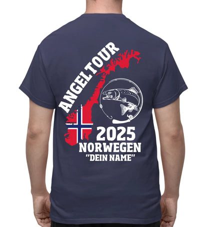 ANGELTOUR NORWEGEN - T-SHIRT RÜCKENDRUCK -PERSONALISIERT