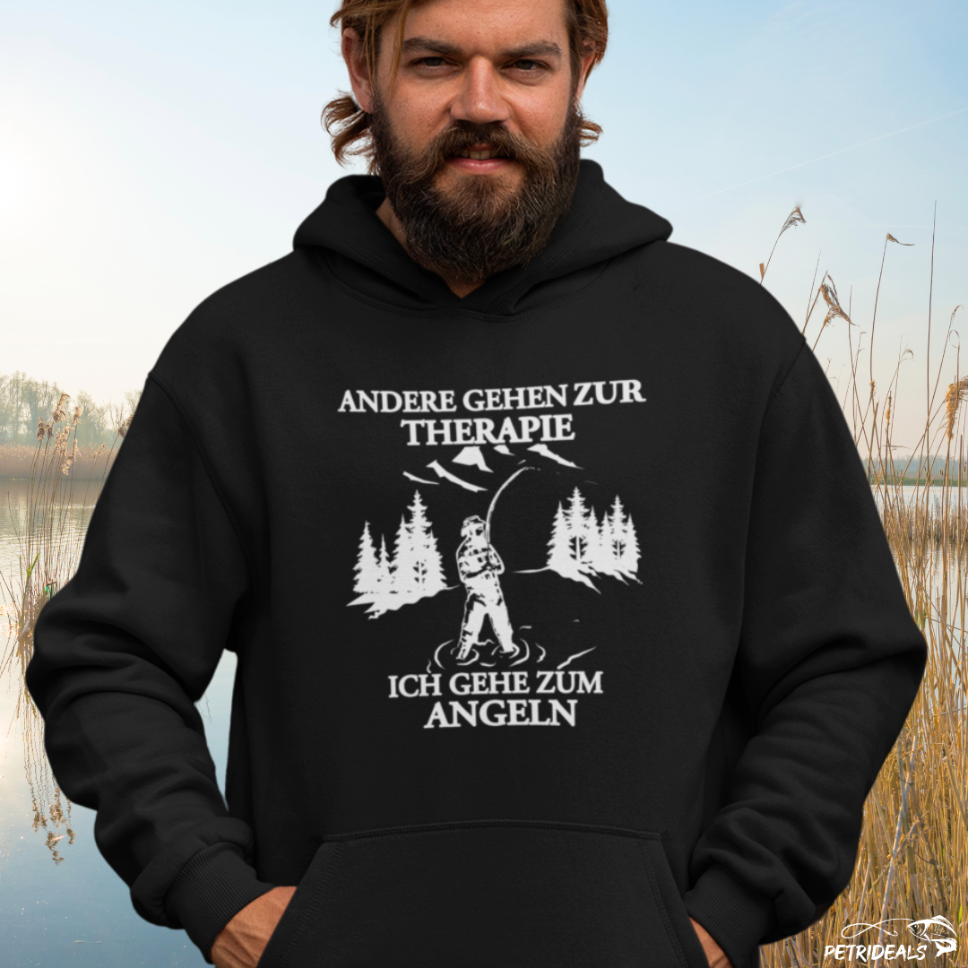 ANDERE GEHEN ZUR THERAPIE ICH GEHE ZUM ANGELN  -  Kapuzenpullover Hoodie Premium